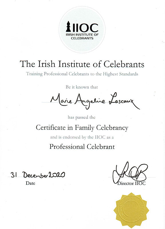Family celebrancy certificate